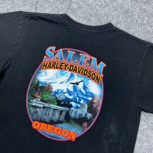 VTG Harley Davidson Shirt Mens Medium Black Guilty Pleasure Salem OR Biker Tee